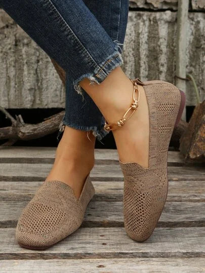 Elegante & bequeme Damen Ballerinas Isabella: Orthopädische Strick-Komfortschuhe, atmungsaktiv & antirutsch.