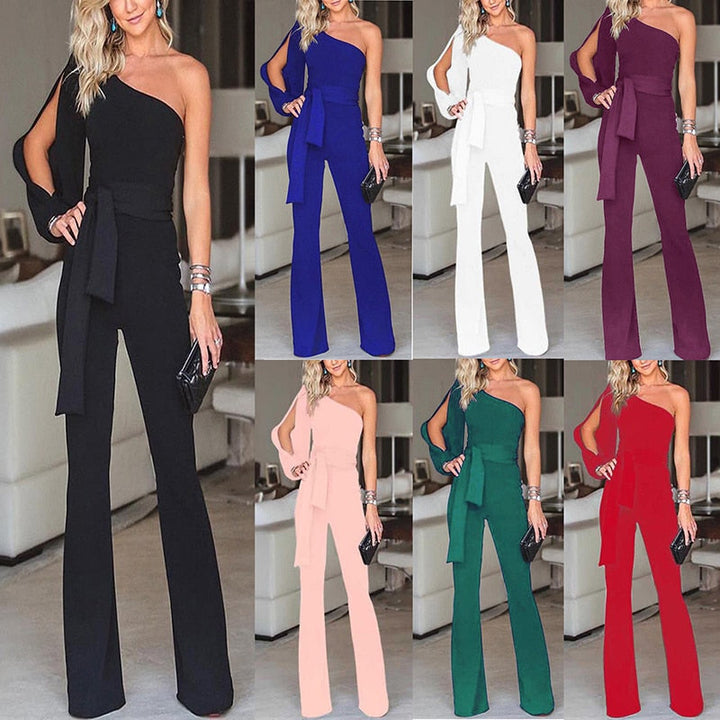 Eleganter Damen Overall, festlich, weite Ärmel, luxuriöser Look für besondere Anlässe.