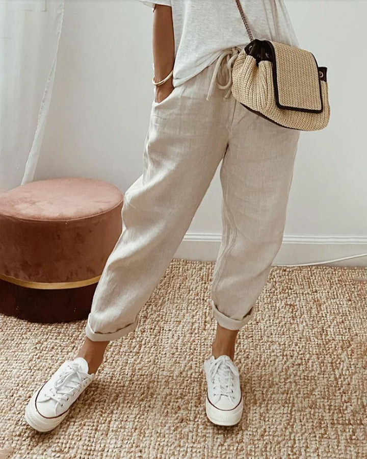 Elegante Damen High Waist Hose, atmungsaktiv & schweißhemmend. Perfekt für Sommer, Business oder Freizeit.
