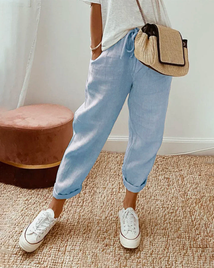 Komfortable, atmungsaktive Damenhose High Waist, schweißhemmend für heiße Tage. Stilvoll & funktional.