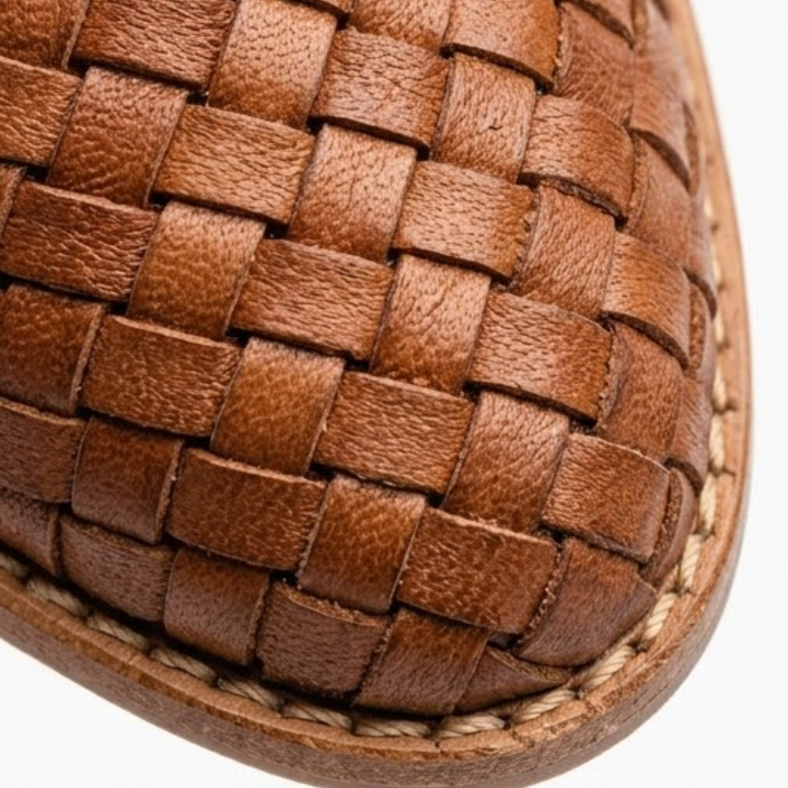 Innenausstattung der geflochtenen Damen Slingbacks: Komfortable Sohle für langes Tragen. Spitze Eleganz.