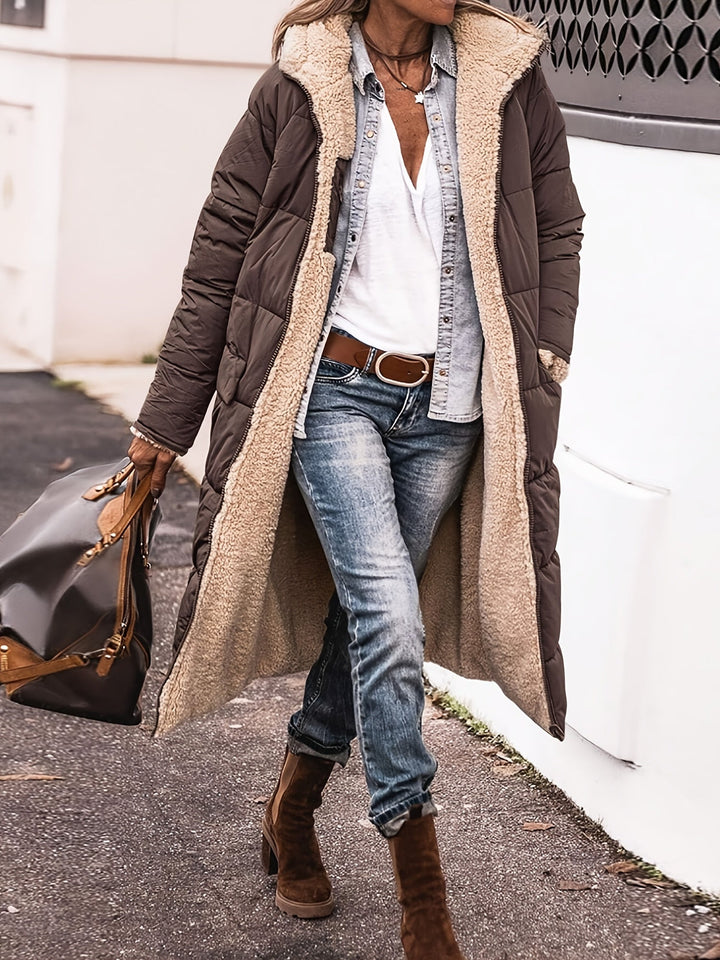 Bequeme braune Herbstjacke Klara, vielseitige lange Damen Übergangsjacke für modische Outwear.