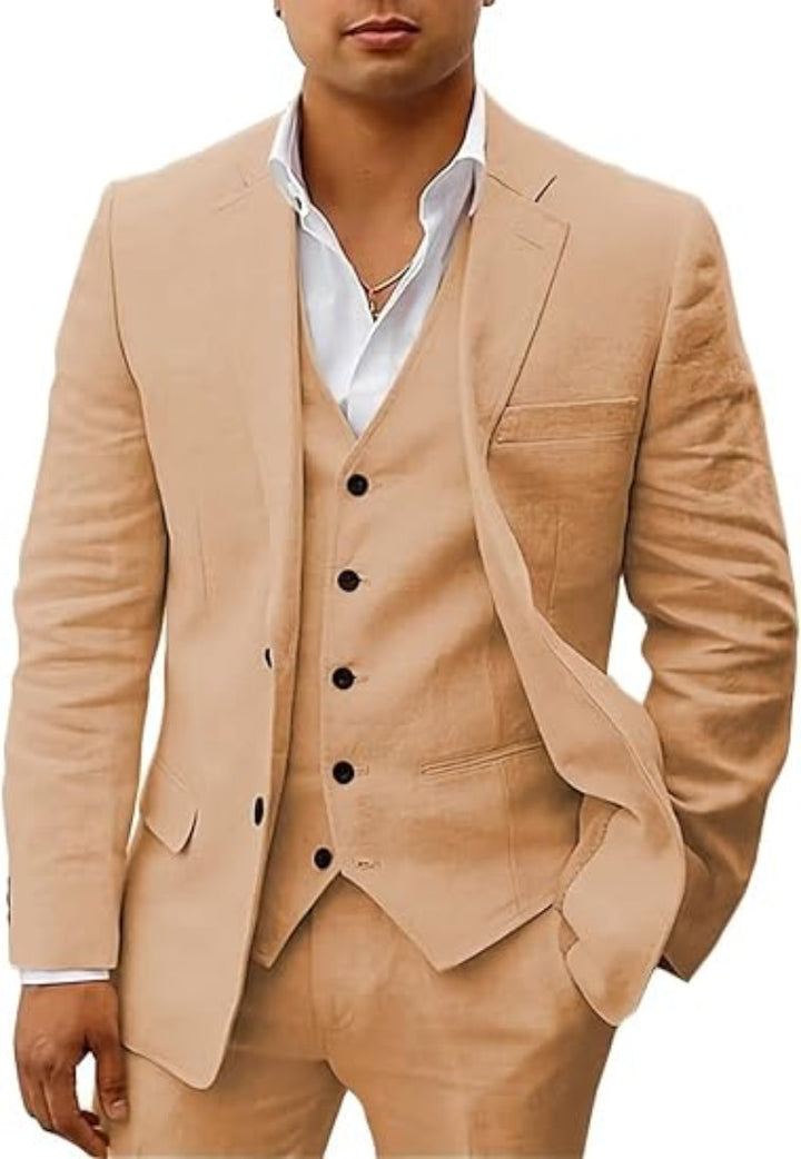 Eleganter 3-teiliger Herren-Sommeranzug in modernem Design, ideal als Hochzeits- & Festanzug. Stilvolle Mode.