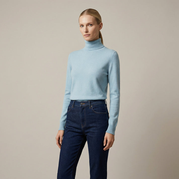 Komfortabler Damen Rollkragenpullover, langarm, elegant und figurbetont, perfekt für Business & Freizeit.