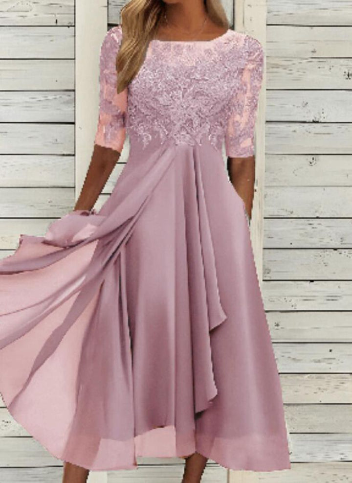 Damen Spitzenabendkleid: Sehr elegantes und festliches Kleid mit floraler Spitze für besondere Anlässe.