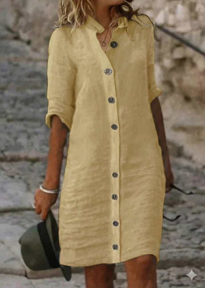 Stilvolles Damen Hemdkleid mit Halbarm, ideal als leichtes Sommerkleid oder elegantes Frühlingskleid.