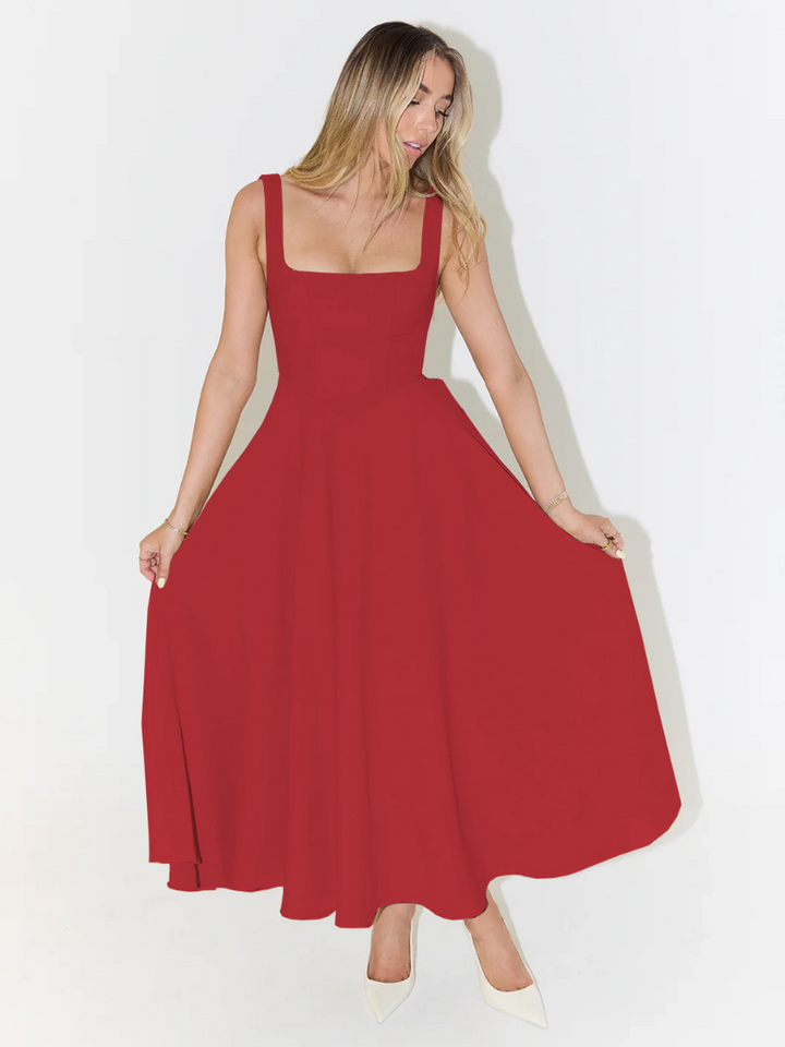 Bequemes Herbstkleid für Damen, elegant, A-Linie, festlich, stilvoll.