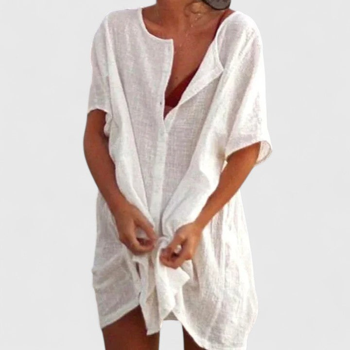 Elegantes Damen Tunika-Kleid für den Sommer, bequemer Relaxed Fit, ideal für Freizeit & Strand.
