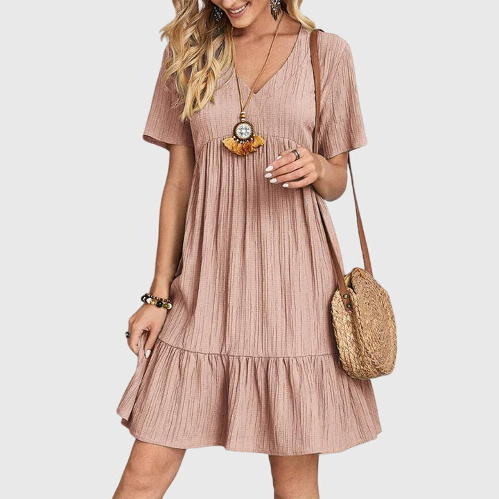 Vielseitiges Damen Freizeitkleid als flatterndes Boho Midikleid, elegant & bequem für jeden Sommeranlass.