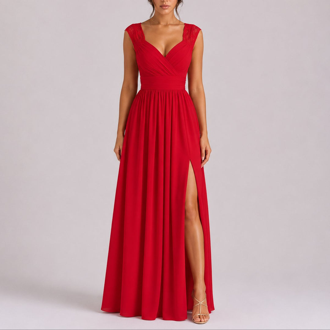 Elegantes Damen Maxi-Kleid für Hochzeitsgäste und festliche Abendanlässe, perfekt für den Herbst.