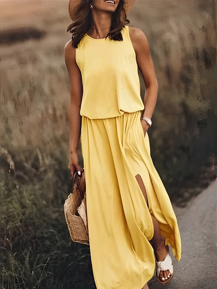 Schickes, langes Damen Sommer Maxikleid im Vintage-Look. Luftig & leicht für warme Sommertage 2025.