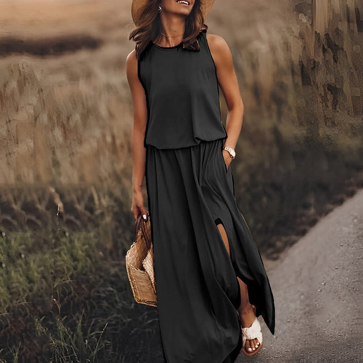 Langes Damen Maxikleid im Vintage-Stil, elegant & bequem. Ideal als Urlaubs- oder Freizeitkleid.