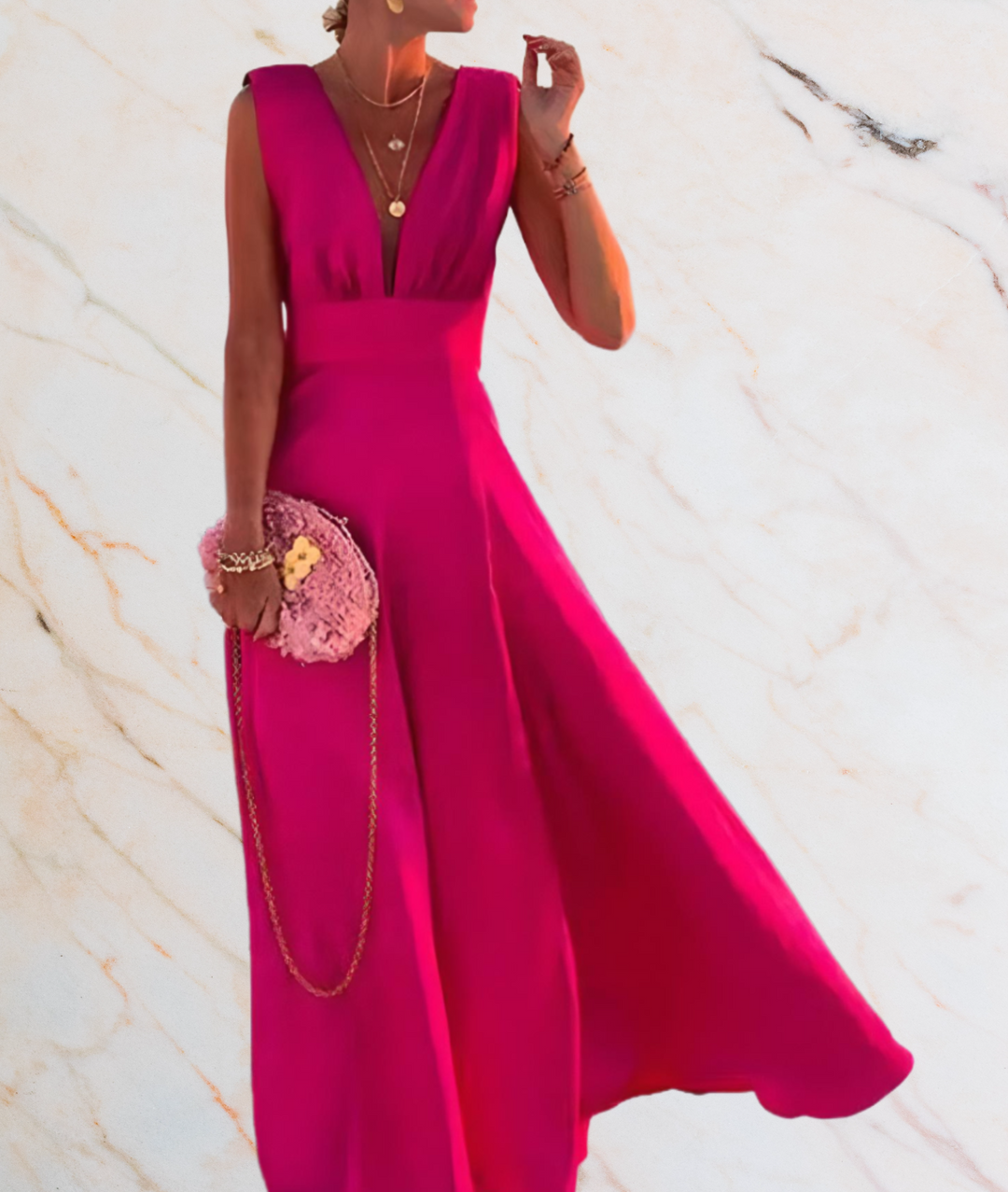Damen ärmelloses Sommerkleid, elegant und fließend, perfekt für warme Tage und vielseitige Anlässe.
