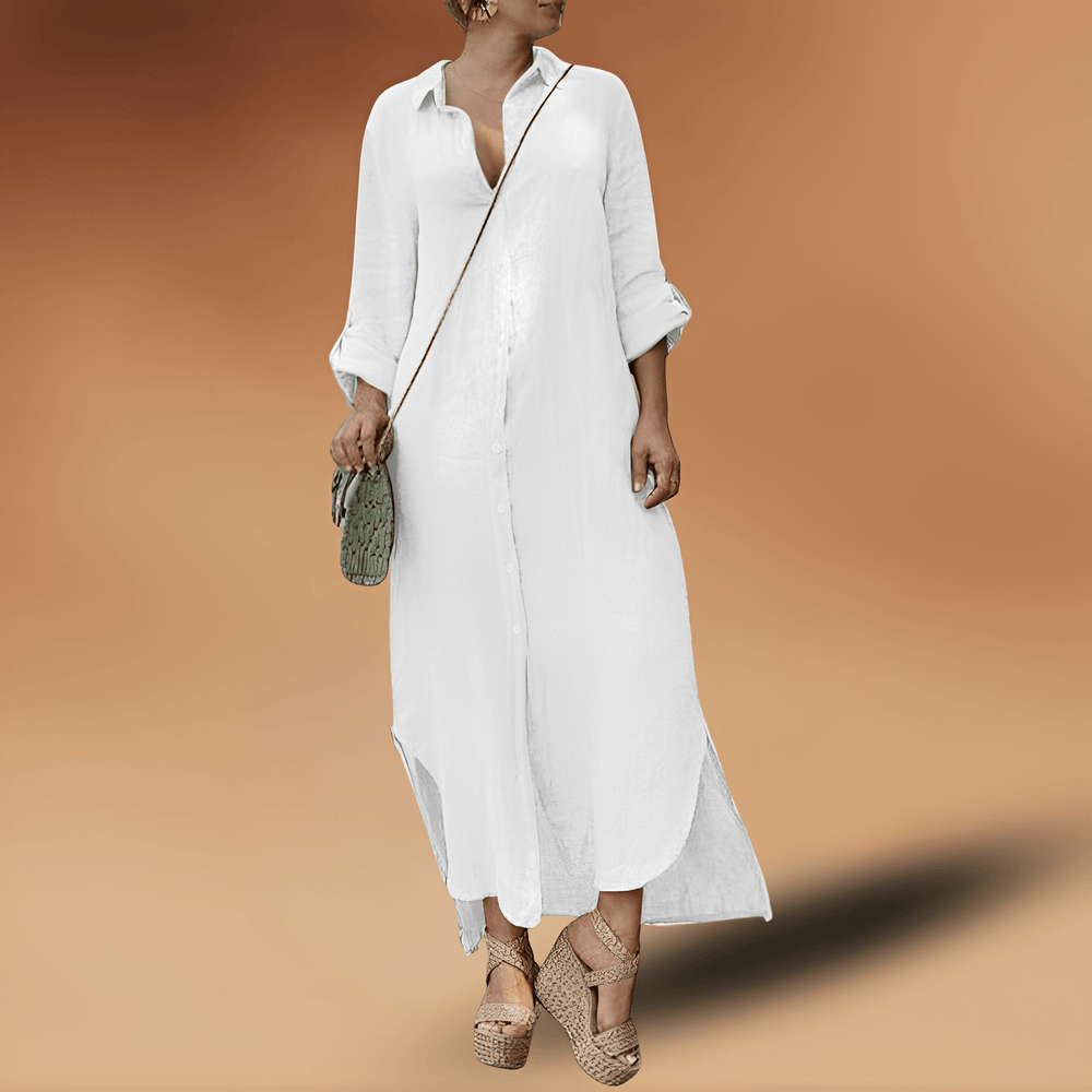 Weißes, luftiges Damen Sommerkleid. Elegantes Freizeit- und Strandkleid, ideal für sonnige Tage.