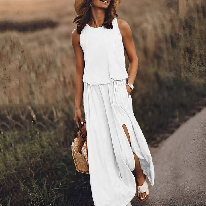Komfortables Damen Maxikleid in elegantem Design. Ärmelloses Sommerkleid für stilvolle Freizeitlooks.