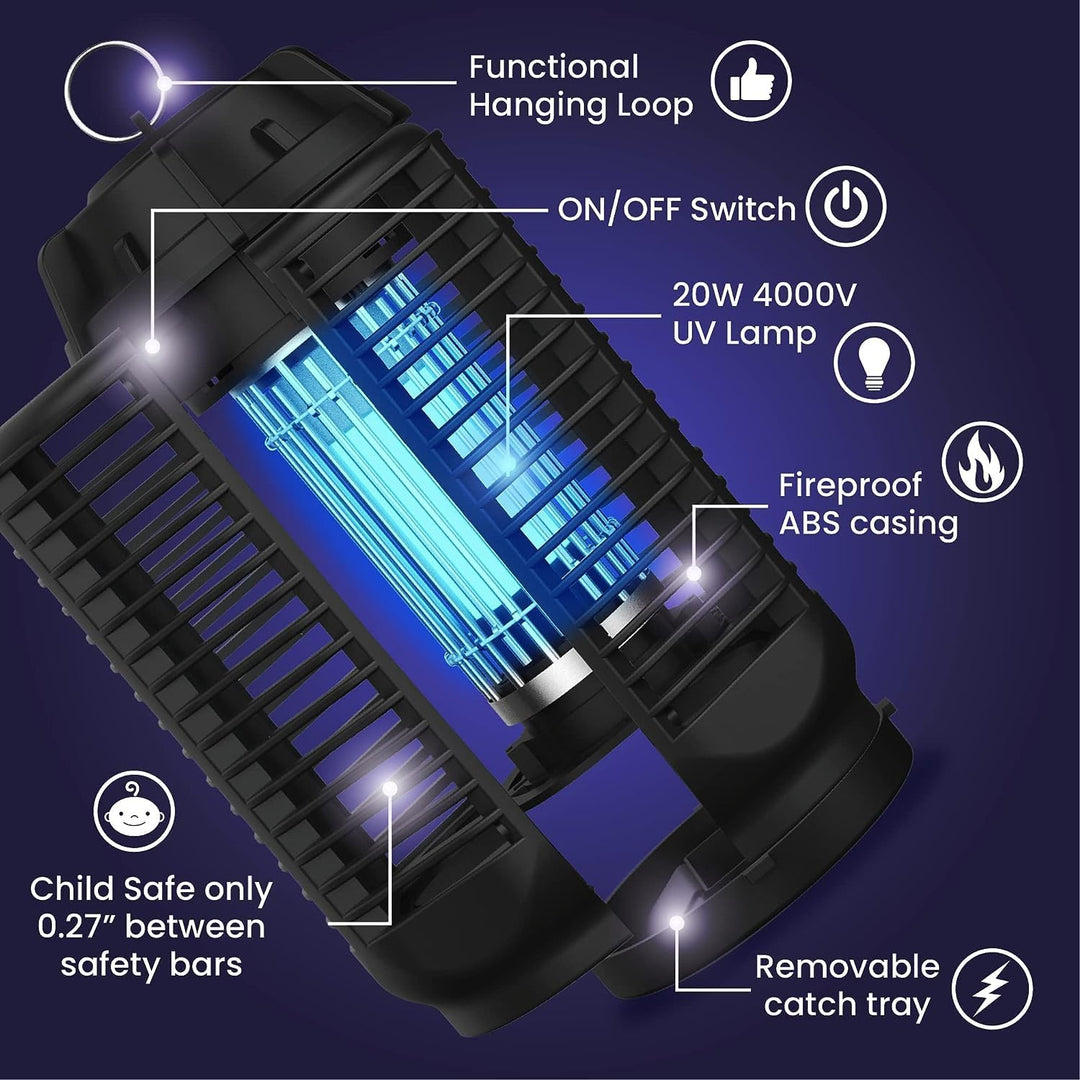 Zeytra Insektenvernichter: Moderner elektrischer Mückenstopper mit UV-Licht, hängend oder stehend, für Indoor & Outdoor.