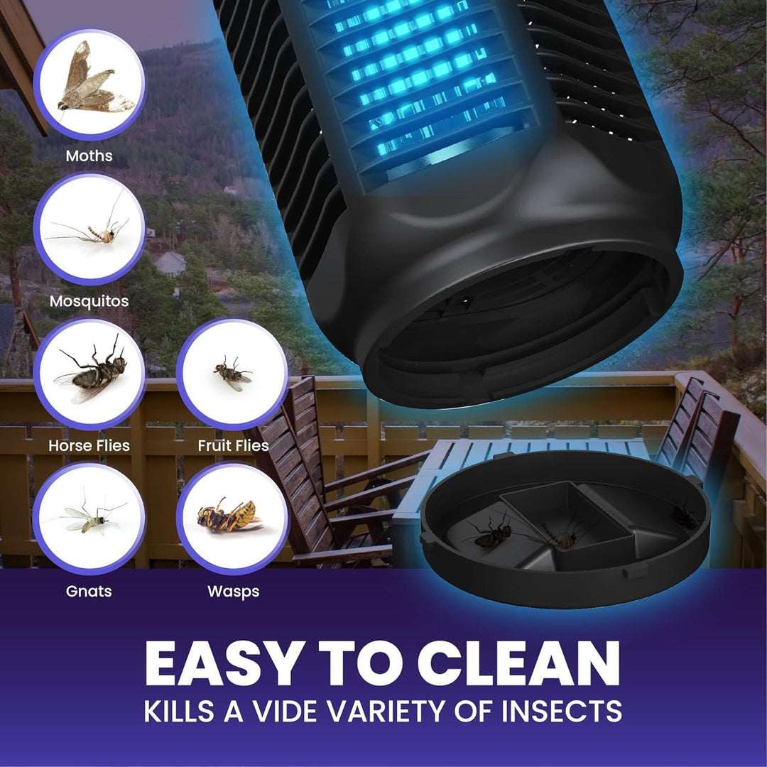 Detailansicht: Elektrischer Insektenvernichter mit UV-Licht. Effizient gegen Mücken, Fliegen und andere Schädlinge.