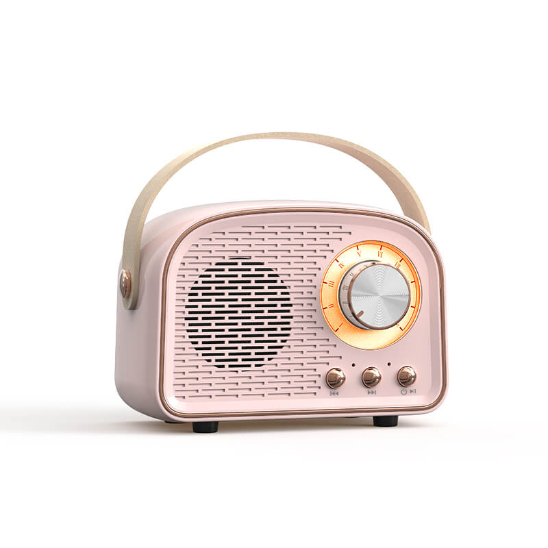 Retro-Stil Bluetooth Lautsprecher mit integriertem FM-Radio, tragbar und einfach zu bedienen.
