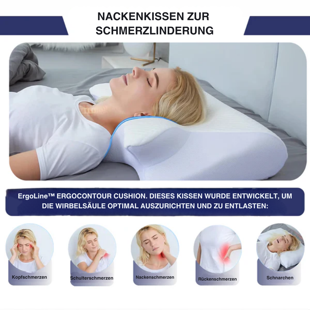 Ergonomisches Schlafkissen für Nacken und Schultern, fördert Schlafkomfort und Entspannung, atmungsaktiv und formstabil.