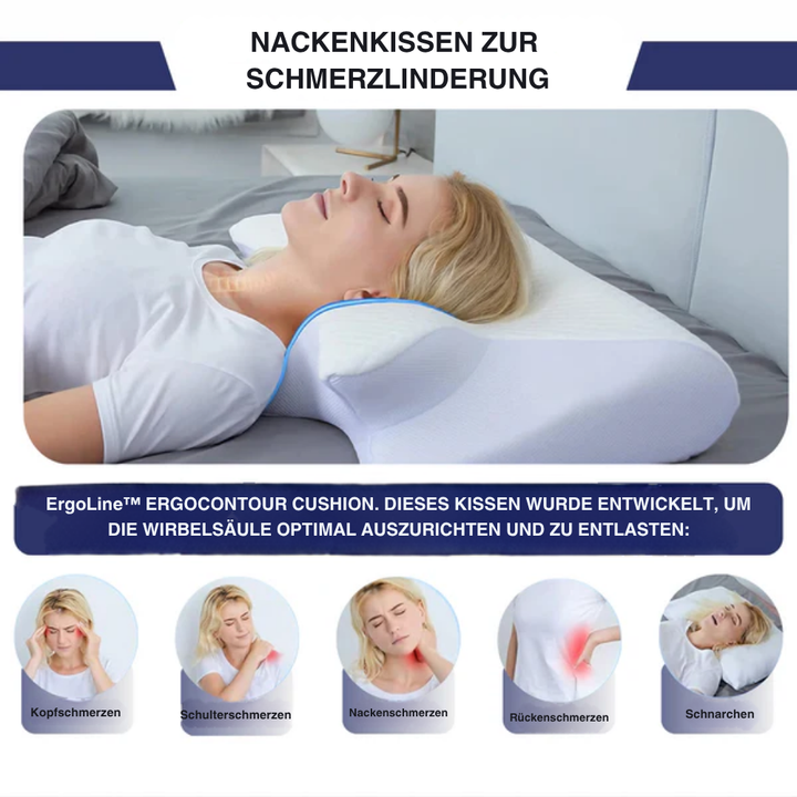 Ergonomisches Schlafkissen für Nacken und Schultern, fördert Schlafkomfort und Entspannung, atmungsaktiv und formstabil.