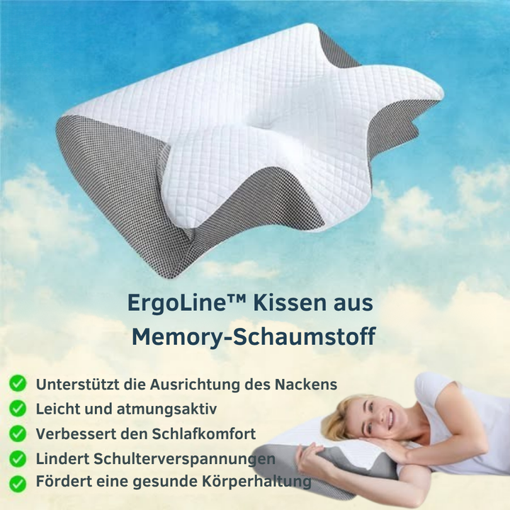Atmungsaktives ergonomisches Kopfkissen für verbesserte Luftzirkulation und angenehmen Schlafkomfort bei Nackenproblemen.