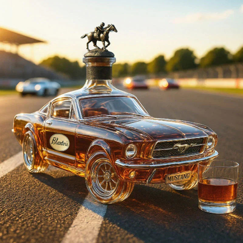 Exklusive Bronco Whiskeyflasche, limitierte Edition, Sammlerstück aus Glas für Spirituosenliebhaber.
