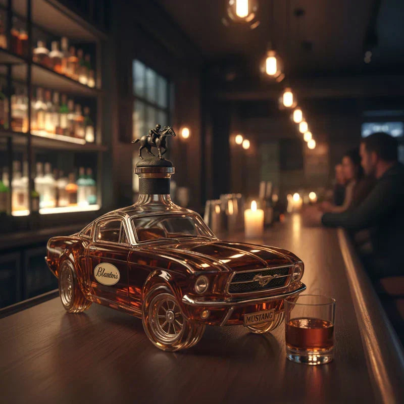 Limitierte Bronco Whiskeyflasche, hochwertiges Geschenk & dekoratives Sammlerstück für Bourbon-Liebhaber.