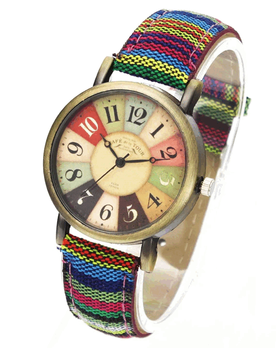 Stilvolle Unisex Denim-Uhr, retro Design. Quarz-Armbanduhr mit Canvas-Armband, perfektes Vintage-Geschenk.