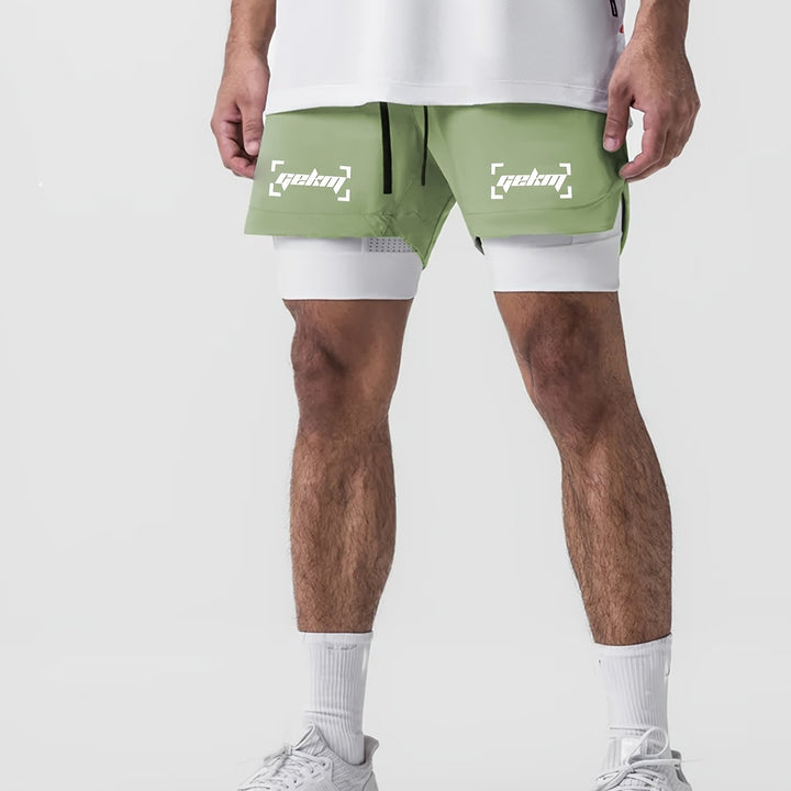 Atmungsaktive Herren 2-in-1 Laufshorts für hervorragende Luftzirkulation und Kühlung beim Sport.
