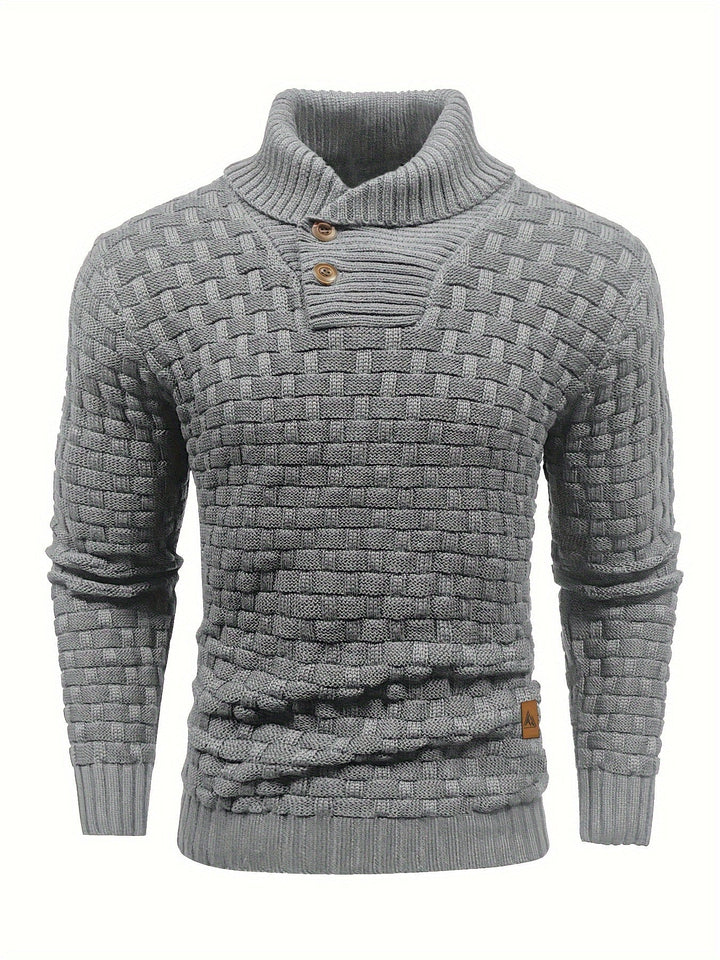 Freizeitpullover für Männer: Schalkragen, Waffelstruktur. Perfekt für kühle Herbsttage.