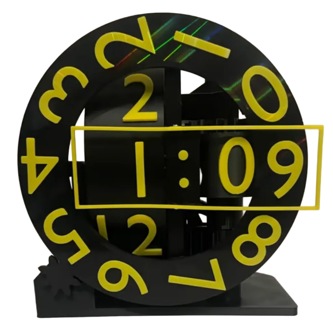 Einzigartige 3D-Wanduhr mit geometrisch-triaxialem Design. Moderne Dekoration für ein statementhaftes Zuhause oder Büro.