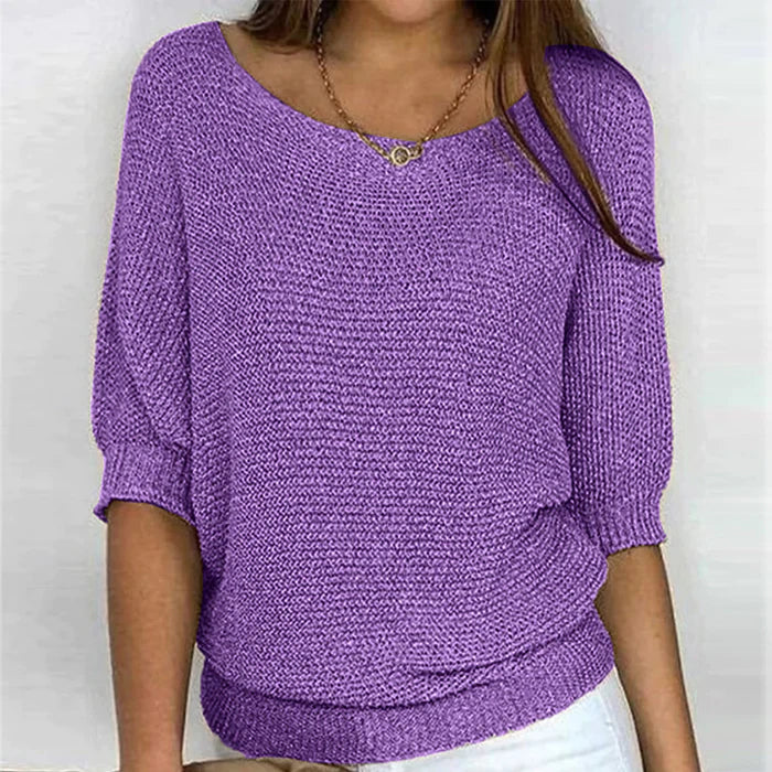 Stilvoller Damen Kuschelpullover, weiche Strickware, Langarm-Oberteil für gemütliche Herbst- und Wintertage.