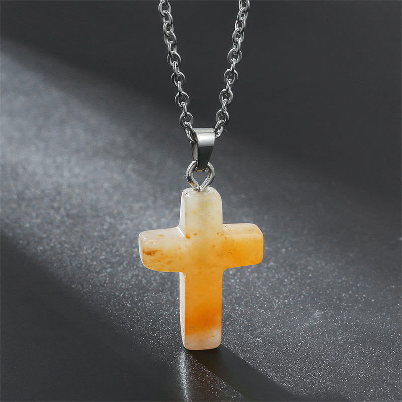Wertvolle Edelstein Kreuz Halskette für Damen. Bringt positive Energie und Glück.