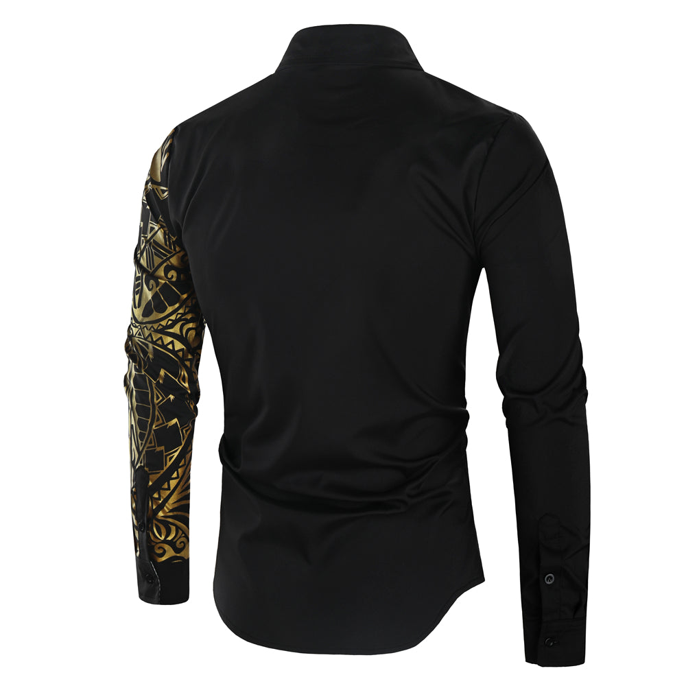 Modernes Statementhemd für Herren, Slim Fit mit edlen goldenen Details, perfekt für besondere Events.