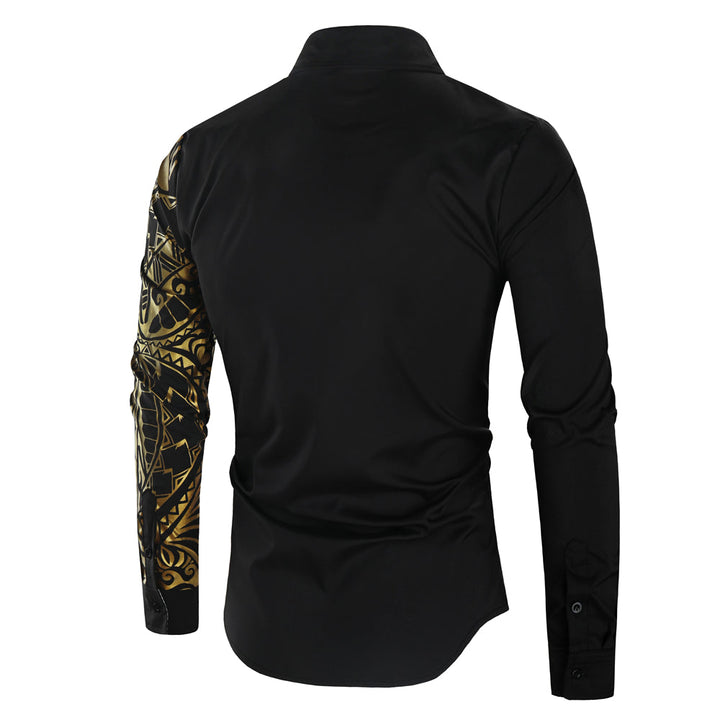 Modernes Statementhemd für Herren, Slim Fit mit edlen goldenen Details, perfekt für besondere Events.