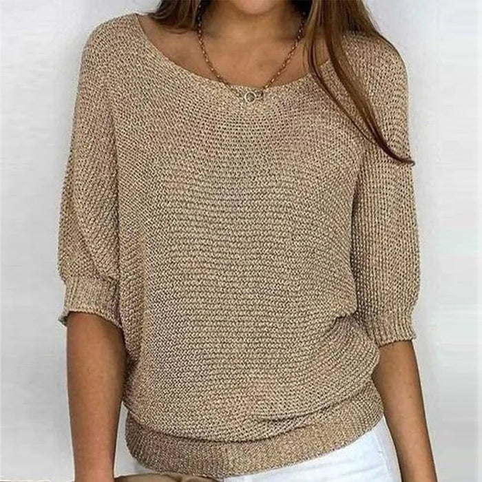 Casual Damen Pullover mit langen Ärmeln, modernes Strick-Oberteil für entspannte Herbst- und Winteroutfits.
