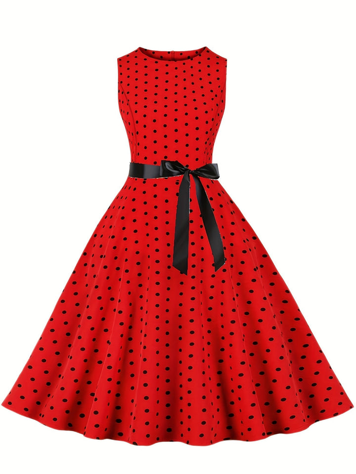 Retro Rockabilly Kleid für Damen mit Polka Dots, A-Linie, ideal als Partykleid oder Sommerkleid.