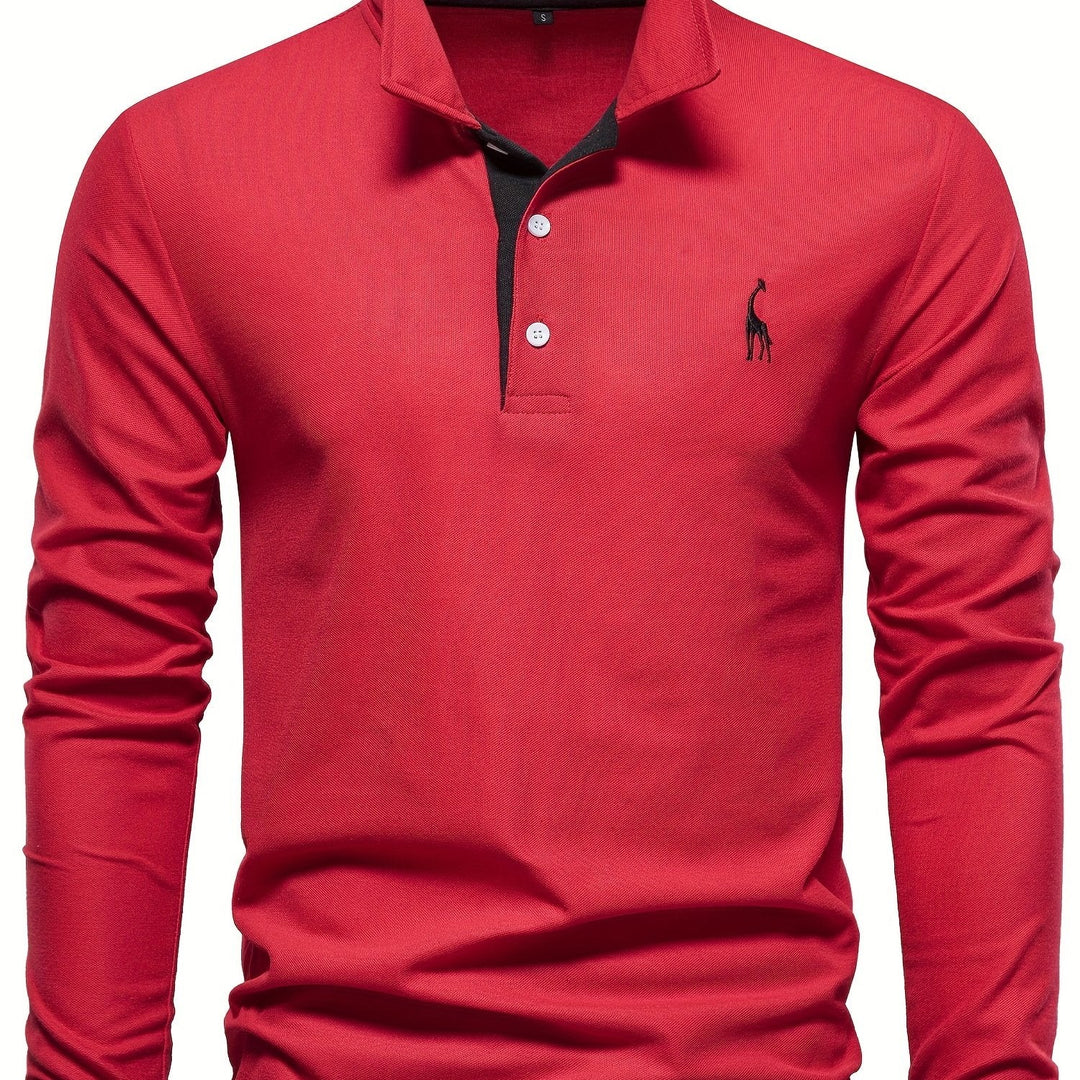 Elegantes Herren Polohemd mit langen Ärmeln, perfekt für smarte Casual-Outfits und Herbst-Garderobe.