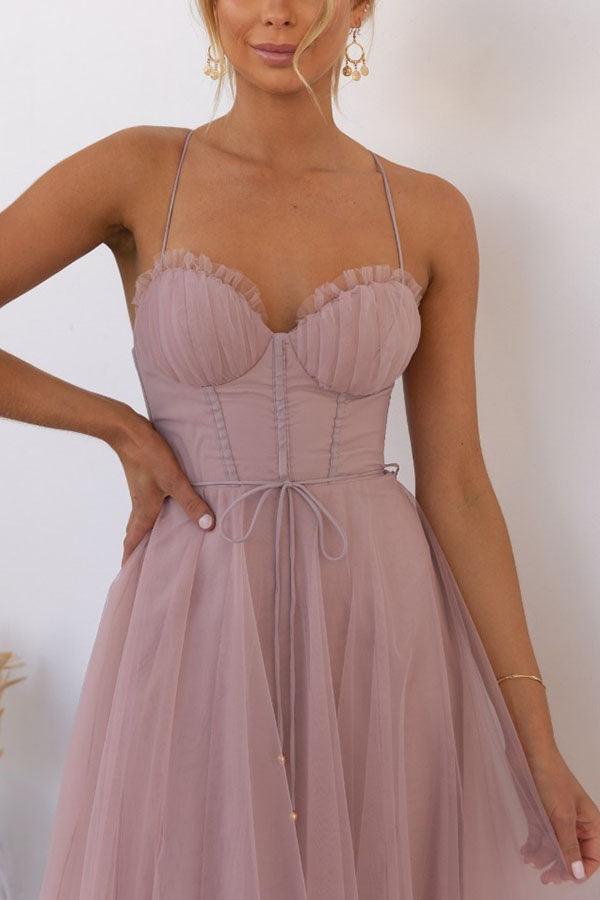 Festliches Damen Trägerkleid, ärmelloses Maxikleid, knöchellang, ideal für Hochzeiten.