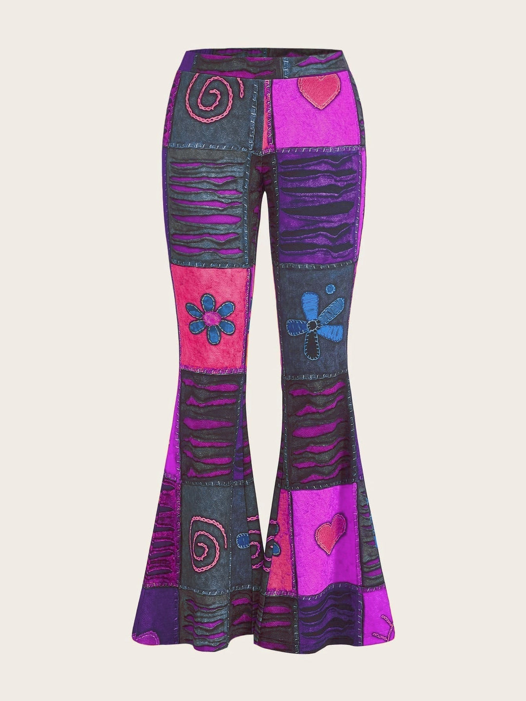 Damen Bootcut-Hose mit elegantem abstraktem Print. Mittelhoher Bund, vielseitig für Freizeit & Büro.
