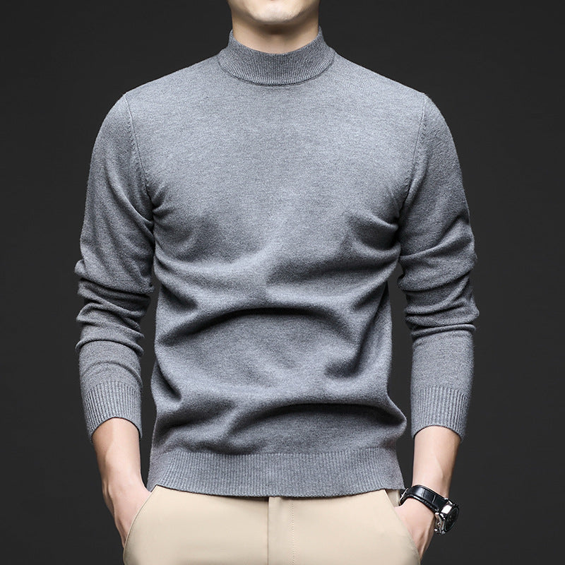 Enganliegender Herren-Stehkragenpullover, Langarm. Komfortables und elegantes Männermode-Basic.