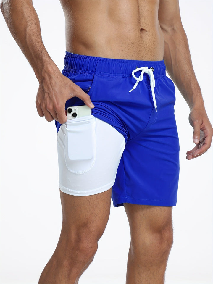 Komfortable Herren Schwimmshorts, schnelltrocknend, Stretch, mit Handytasche für Sommeraktivitäten.
