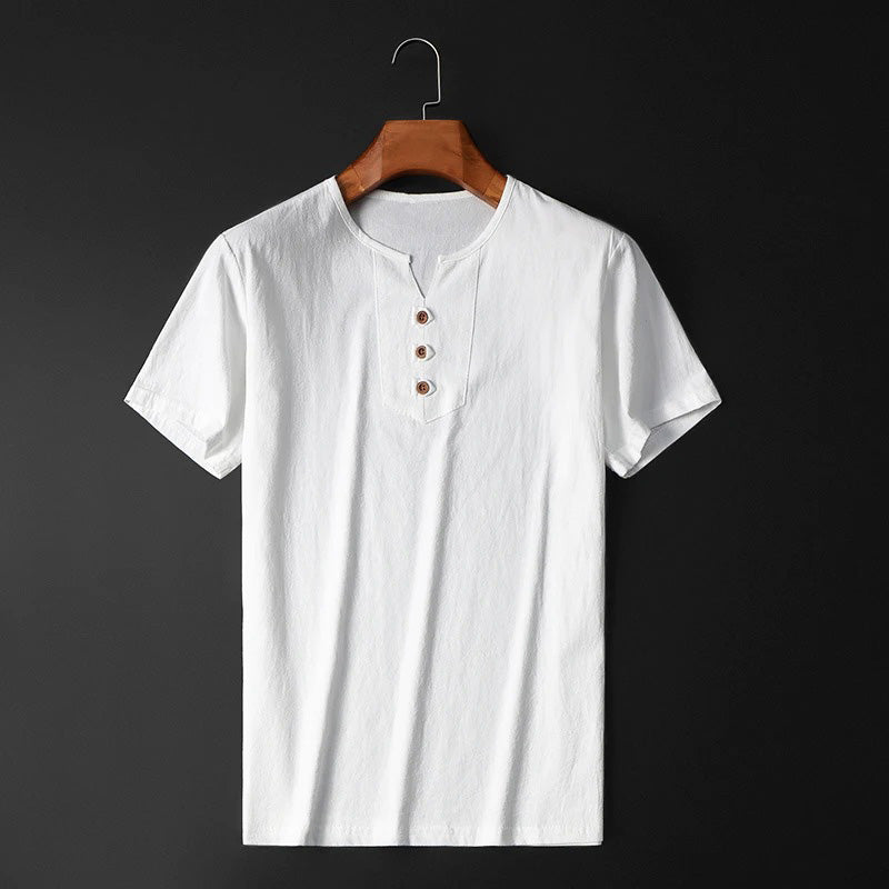 Weiches Herren T-Shirt mit Rundhalsausschnitt, kurzarm. Hoher Tragekomfort für Alltagskleidung und Sommer.