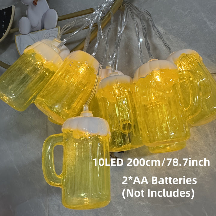 Partydeko Lichterkette: 2er Set LED Bierkrüge. Batteriebetrieben, perfekt für jede Feier & den Biergarten.