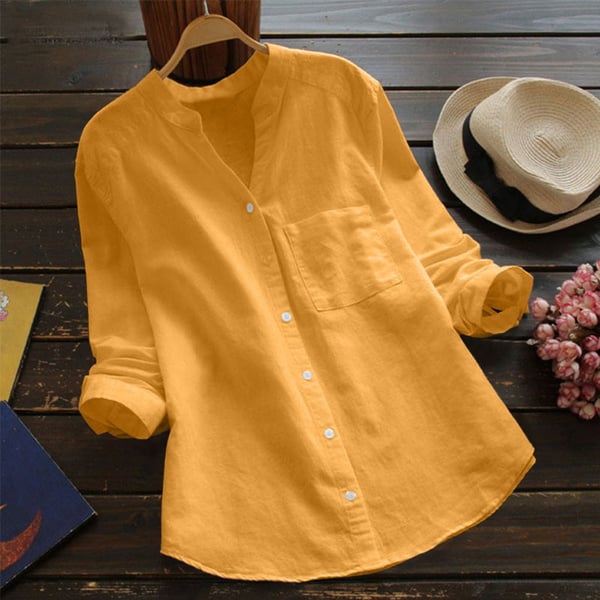 Komfortables Damen Langarmhemd Isla aus Leinenstoff, stilvoll & atmungsaktiv für jede Damenmode-Kollektion.