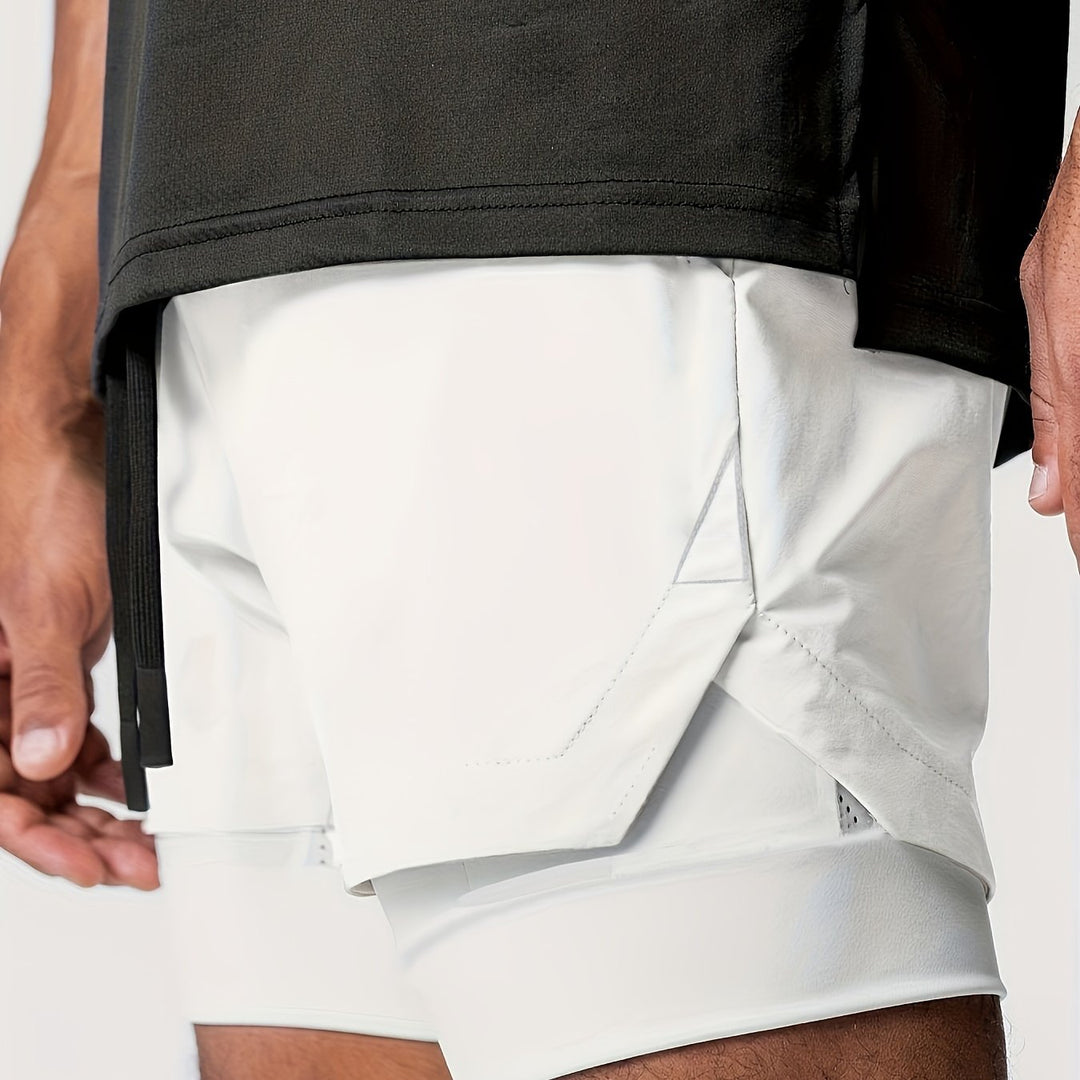 Herren Sportbekleidung: 2-in-1 Performance Laufshorts für Jogging, Fitness und anspruchsvolles Training.