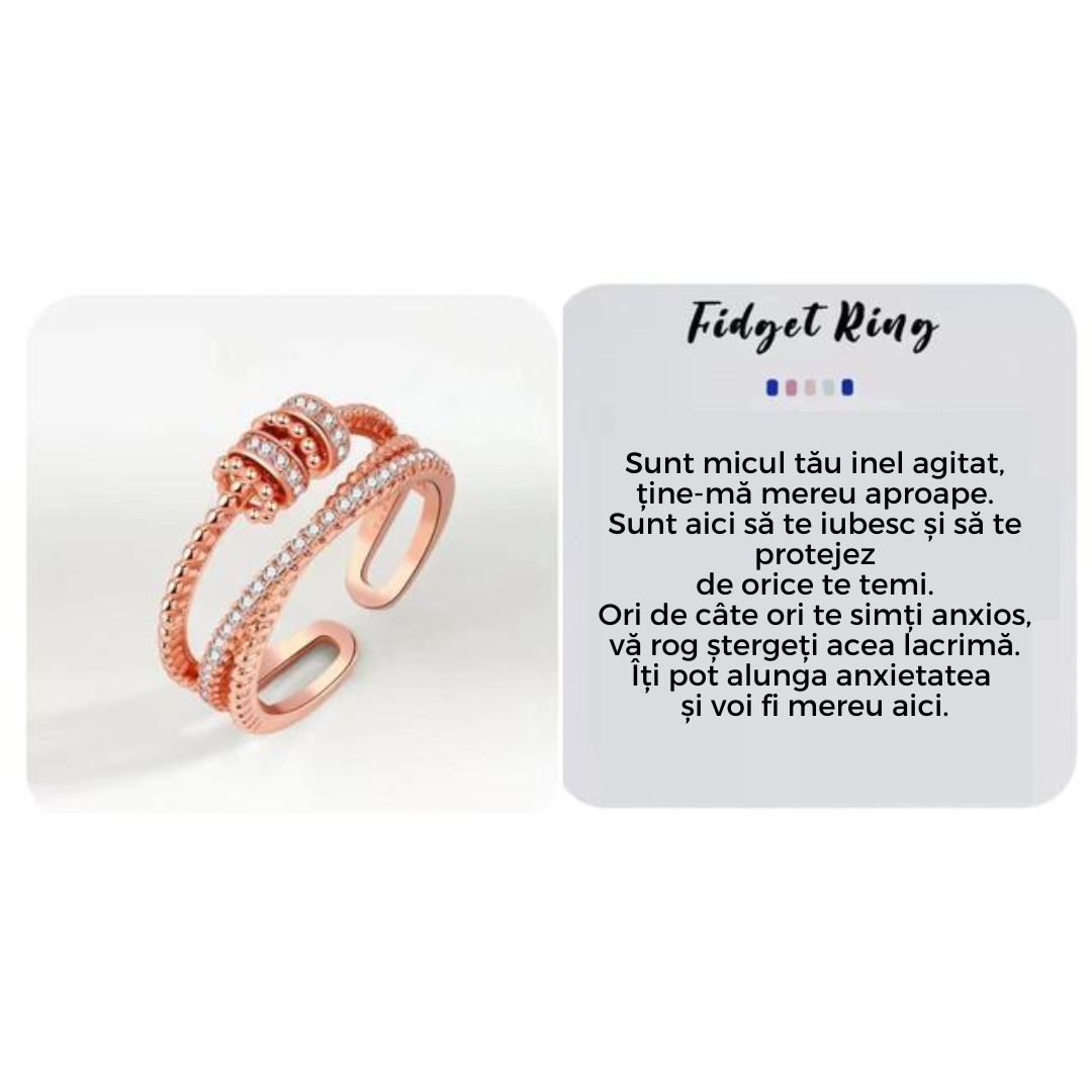 Unisex Edelstahl Zappelring mit Zirkon-Elementen, beruhigend & fördert Achtsamkeit bei Stress.