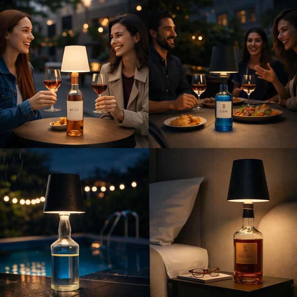 Dekoratives Akku Flaschenlicht, portable LED Tischbeleuchtung für stilvolles Ambiente.