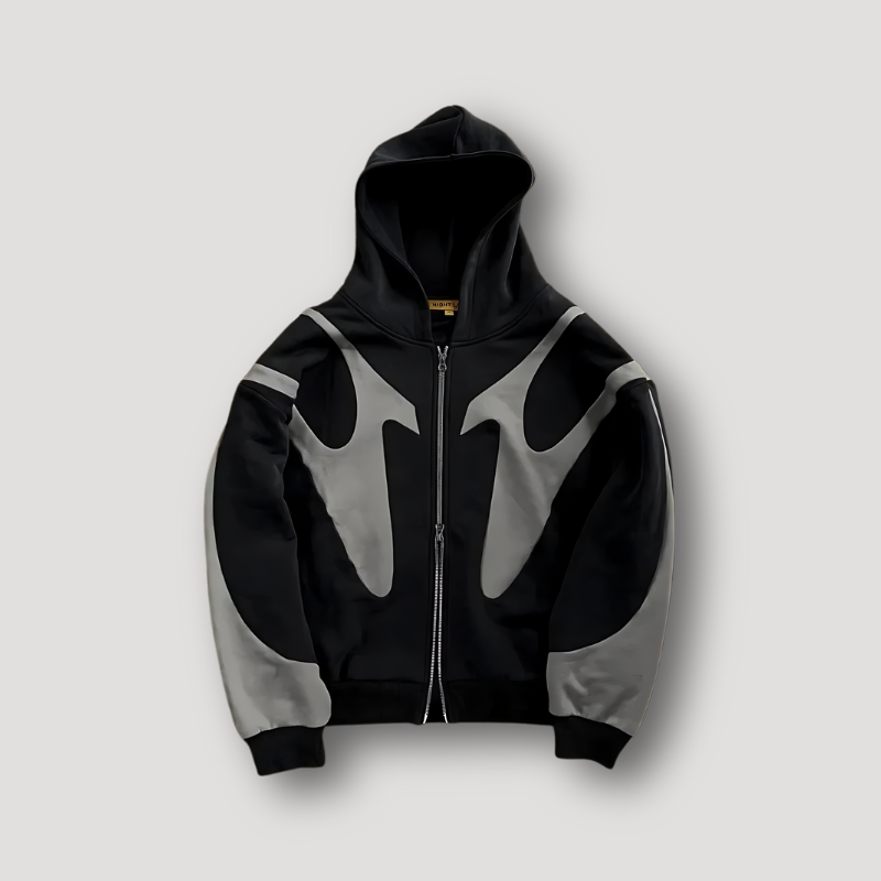 Herren Hoodie mit coolem Flammenmuster, durchgehendem Reißverschluss & Kapuze. Perfekt für trendige Streetwear.