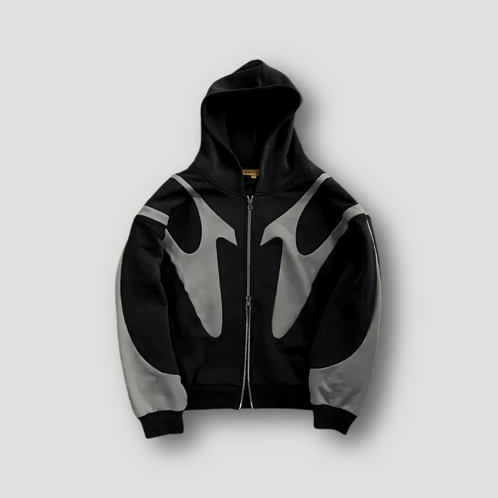Herren Hoodie mit coolem Flammenmuster, durchgehendem Reißverschluss & Kapuze. Perfekt für trendige Streetwear.